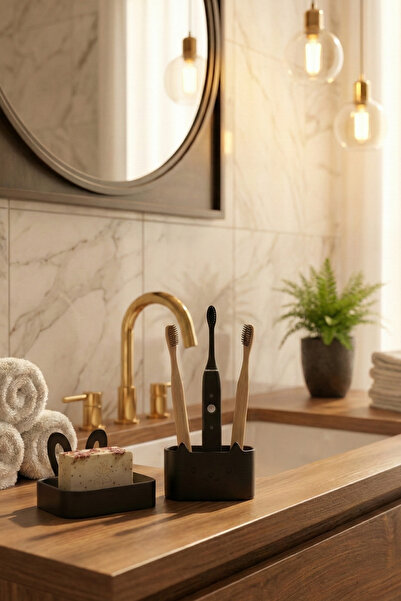 Oxyteez Μοντέρνο Σετ Μπάνιου με Θήκη Σαπουνιού και Θήκη Οδοντόβουρτσας, Μίνιμ...