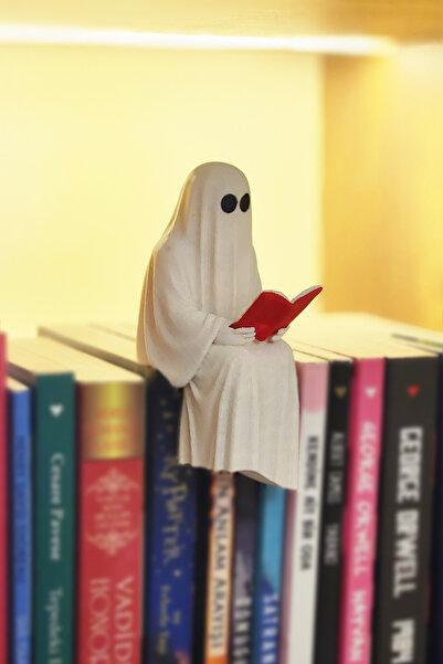 CharmFancy Lumoi Studio – Kitap Okuyan Hayalet Dekor -Red Book Ghost Shelf Bu...