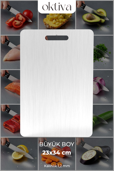 oktiva 304 Quality Stainless Steel Cutting Board - Large Size (23 X 34 cm)