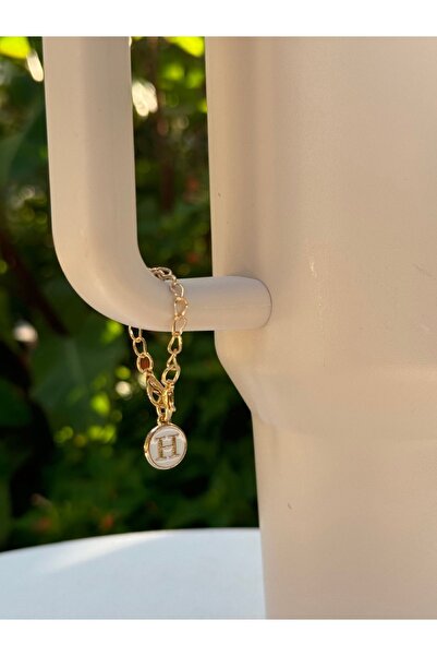 YuccaCo Accessorize Your Life White Thermos Compatible Accessory with Letter H/Letter H Thermos Charm/Letter Thermos Ornament