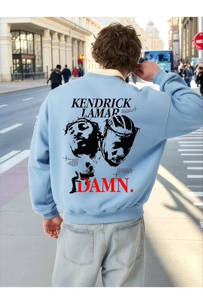 ArtYus Unisex Long Sleeve Kendrick Transfer Printed Plus Size Crew Neck Sweatshirt