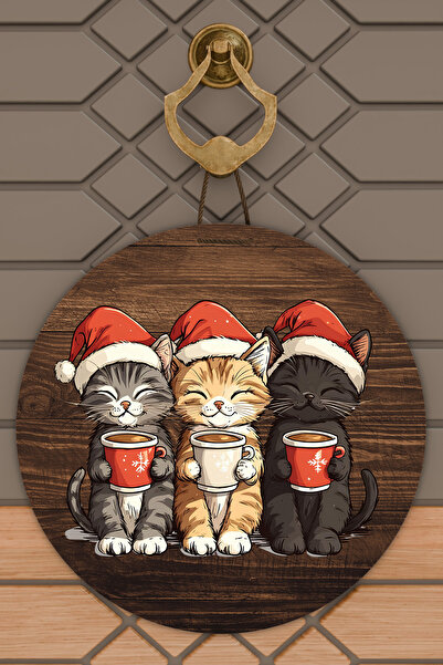 Dormot Yüksek Kaliteli Dijital Baskı, Yeni Yıl, Merry Christmas, Yılbaşı temalı Kapı süsü, Duvar Süsü