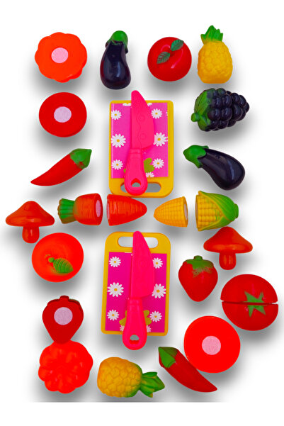 a v d a 28 Pieces Cuttable Toy Fruit Vegetable Cutting Set with Velcro