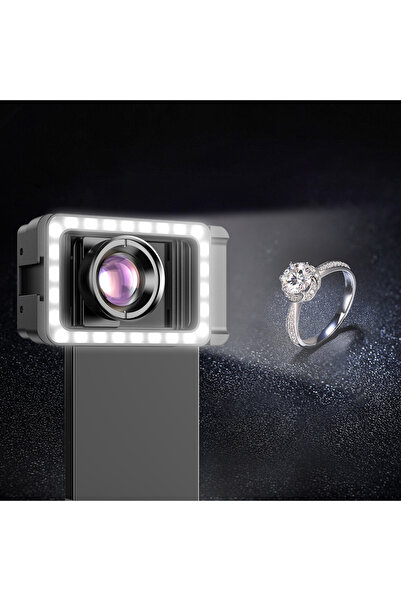 APEXEL HD 100mm Profesyonel Yakın Çekim Makro Yakın Çekim Lensi ve 3 Renkli Dolgu Işığı Kiti APL-HB