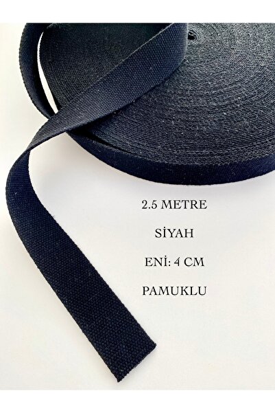 seyranat Siyah 2.5 Metre Eni 4 Cm Pamuklu Cüzdan-Çanta Askısı, Sapı, Kolonu-D...