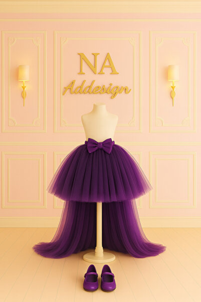 NA ADDESIGN Fusta tutu cu coada – Căptușeală cu talie elastică, cataramă cu fundă (7 CULORI)