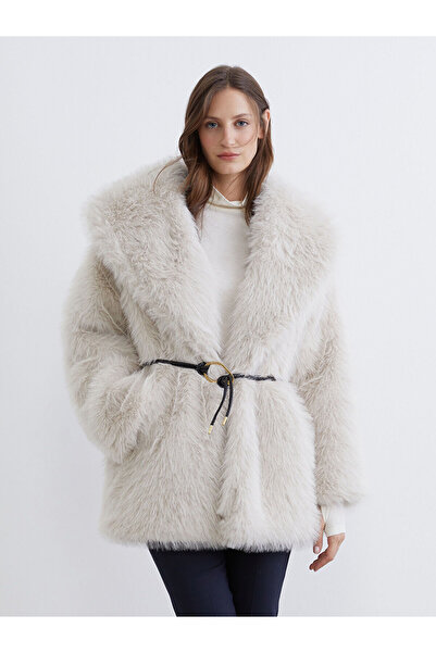 LC Waikiki Özmarka New Season Shawl Collar Oversized Women's Fur Coat