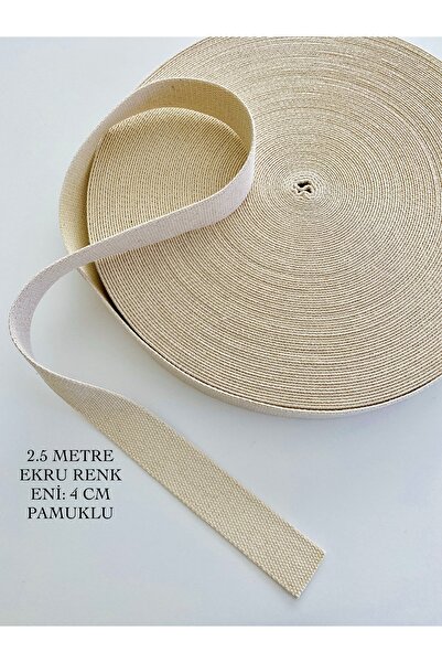 seyranat Ecru-Cream Color 2.5 Meters Width 4 cm Cotton Wallet-Bag Strap, Handle, Column-Narrow Weaving-Ribbon