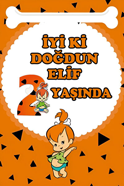 Gmt Ambalaj Taş Devri Temalı Doğum Günü Temalı Kişiye Özel Isimli 70x100 Cm Ö...