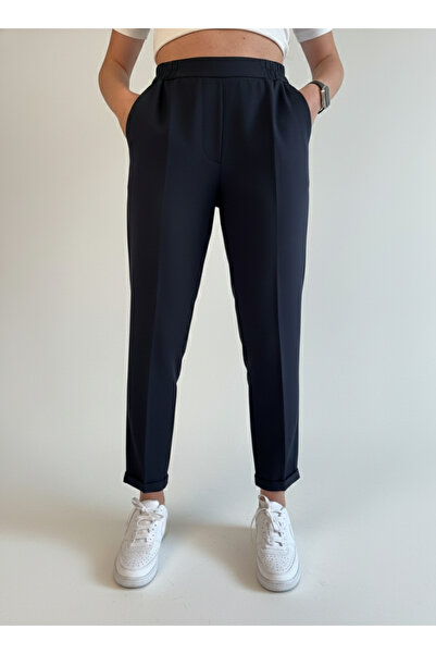 Hamiyet Doğan Navy Blue Double Leg Trousers