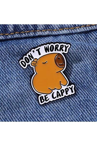 mor kedi Don’t Worry Be Cappy Komik Karikatür Broş Pin Rozet Yaka İğnesi Çant...