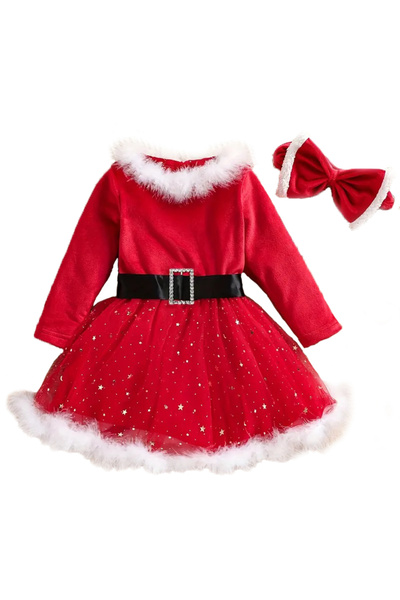 RebelBeBe Christmas Dress with Headband, TuTu, Girl 18-24 Months