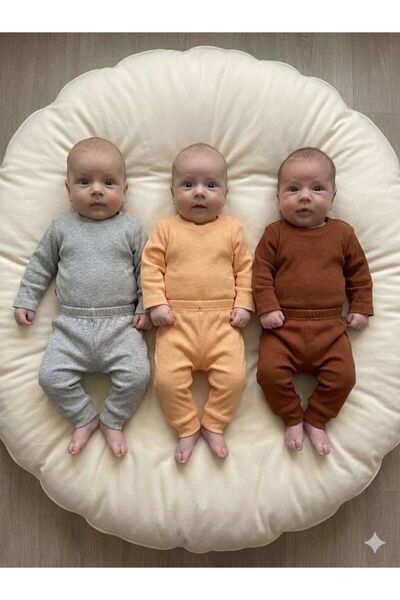 babykugu 3-Piece Cotton Long Sleeve Baby Bodysuit Pants Set