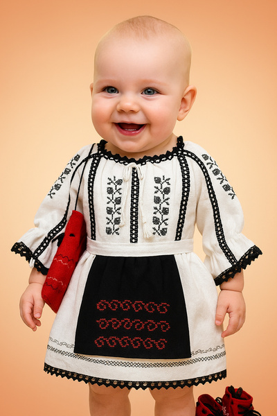 Deco Artis Costum tradițional transilvănean pentru botez pentru copii - Cod X 06