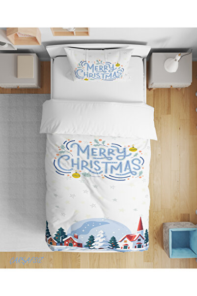 Erays Home New Year Merry Christmas Patterned 3D Digital Printed Single Duvet Cover Set Without Sheets Sleeping Set
