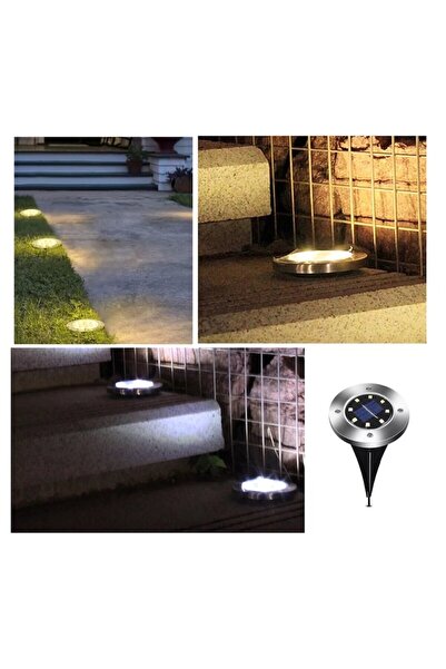 OEM Set of 4 Solar Rechargeable Spot Lamps with 8 LEDs, GAIA H200, IP65, Stainless Steel