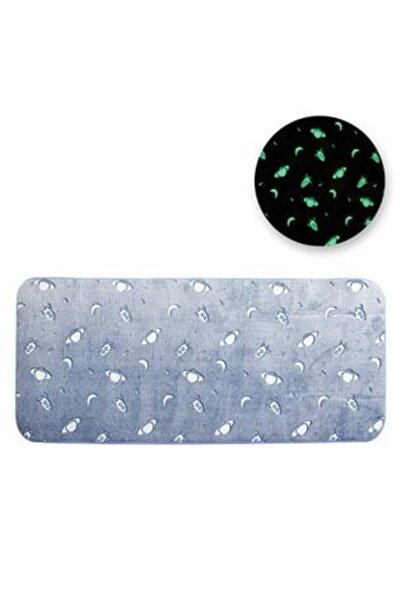 Tessari Covor decorativ din blană artificială albastru cu model fluorescent s...