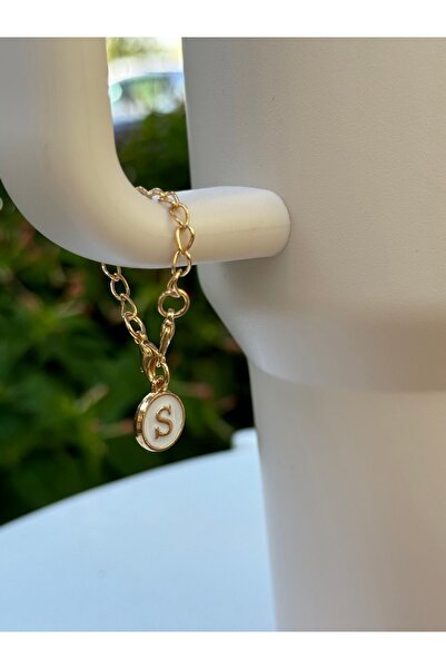 YuccaCo Accessorize Your Life White Thermos Compatible Accessory with Letter S/Letter S Thermos Charm/Letter Thermos Ornament