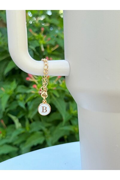 YuccaCo Accessorize Your Life White Thermos Compatible Accessory with Letter B/Letter B Thermos Charm/Letter Thermos Ornament