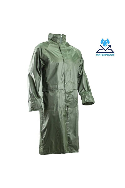 Coverguard Pelerină de ploaie verde din PVC, impermeabilă, protecție împotriva vântului, înveliș moale din PVC, glugă fixă, 120 cm, fermoar scurt
