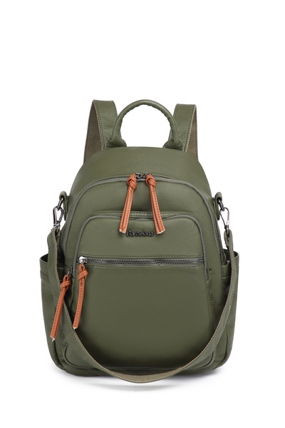 Hüvendo Barcelona Medium Size Multi-Pocket Shoulder Strap Sports and Casual Women's Backpack Dark Green