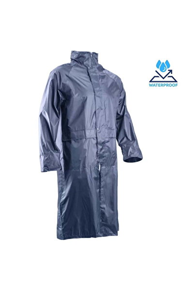 Coverguard Blue PVC rain cape, waterproof, fixed hood, 120 cm,