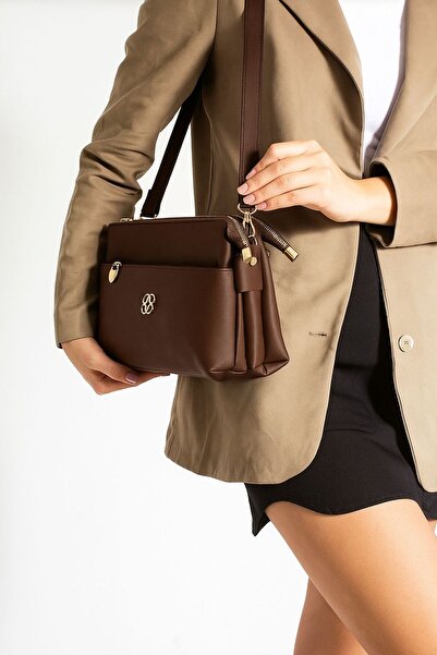 Rosmod Women's Bitter Brown Hub Leather 3 Compartment Women's Shoulder Bag