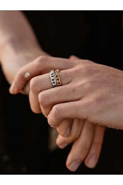 Atolyewolf Gümüş Kaplama Bar Zincir Yüzük