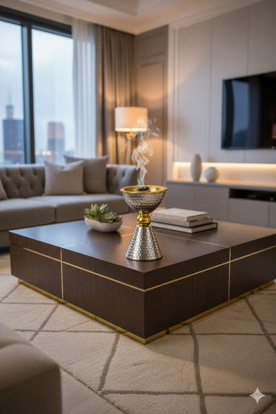 VENDIX Bakhoor Burner Premium Stainless Steel Incense with Gold Rim, Smokeless Mabkhara for Home & Majlis