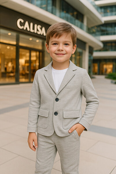 Calisa Boy's Stylish 3-Piece Set – Jacket, Pants, T-Shirt, Festive Combination