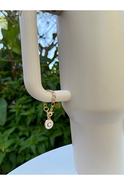 YuccaCo Accessorize Your Life White Thermos Compatible Accessory with Letter C/Letter C Thermos Charm/Letter Thermos Ornament