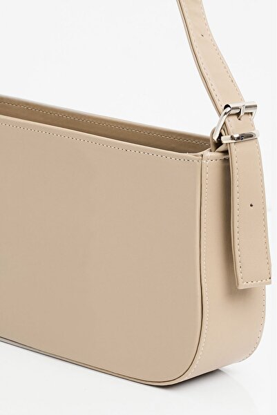 Modamorfo 010172 Flat Baguette Shoulder Bag - Beige