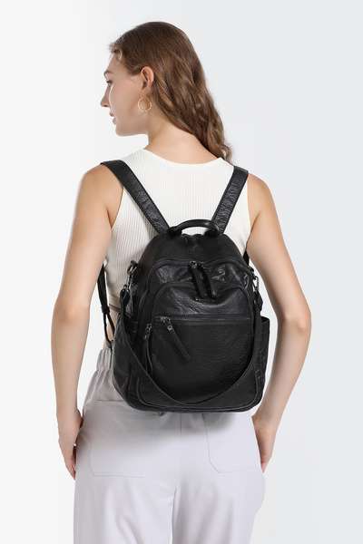 Hüvendo Barcelona Medium Size Multi-Pocket Shoulder Strap Sports and Casual Women's Backpack Mink