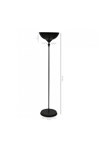 METEDEKOR Hareketli Mika Başlıklı Metal Gövde Lambader Siyah Renk Cafe Otel Salon Köşe Lambası
