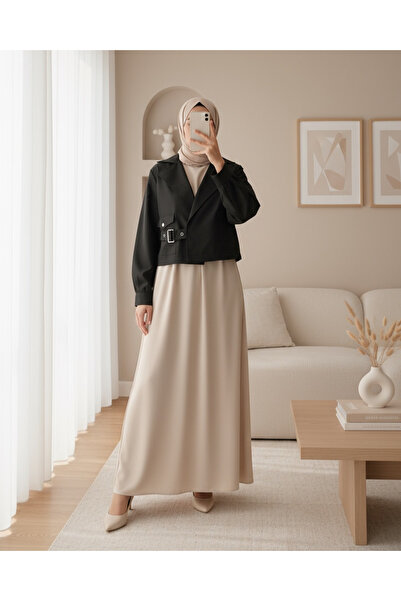 Modamorfo 0712 Κοντή καμπαρντίνα με διπλό γιακά - Μαύρη