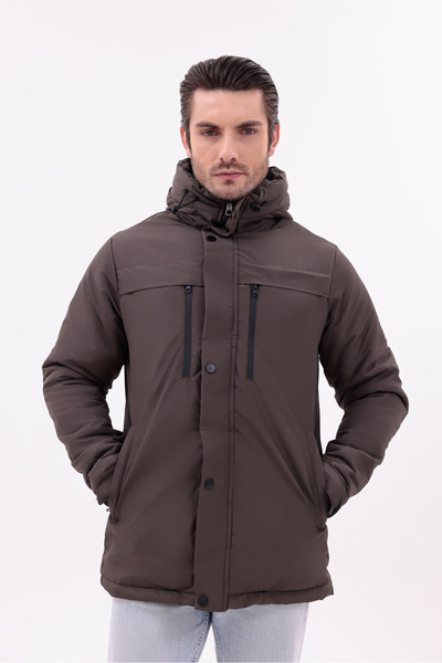 MYRAB DENİM Men's Stone Inside Fleece and Fur Waterproof Winter Coat & Jacket & Parka