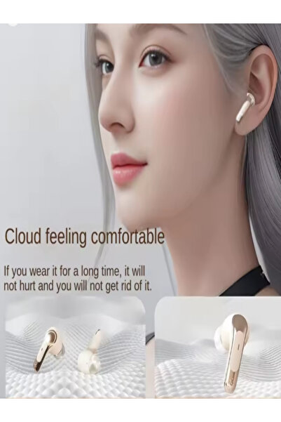 OEM In-ear headphones with Bluetooth technology TWS BT5.5, high quality leather, LED display - WHITE