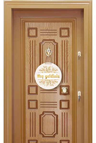 M&H Quality Ornament decorativ pentru ușă din MDF cu fundal negru și flori ro...