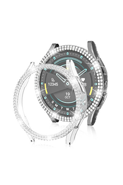 Samsung Galaxy Watch 4/5/6/7 /Fe 44mm Uyumlu Darbelere Karşı Dayanıklı Taşlı Kasa Koruyucu