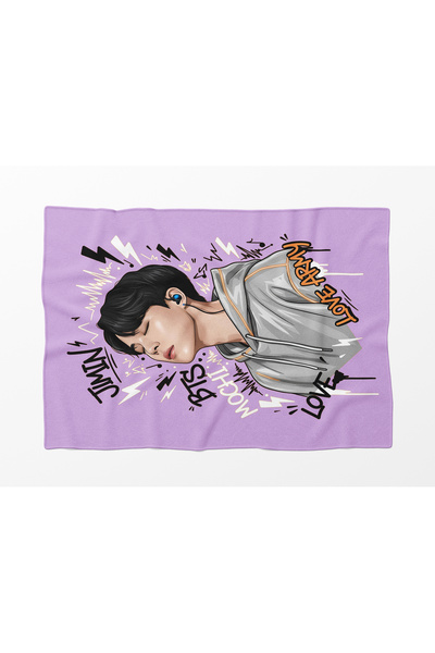 Home Bts Jimin Patterned 3D Digital Teen Girls Fleece Tv Blanket