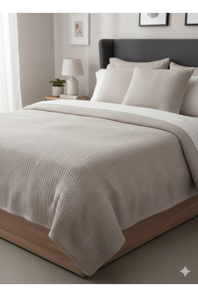 Alpateks Home %100 Pamuklu Battal Boy 240x260cm Örgü Kumaş Pike Takımı