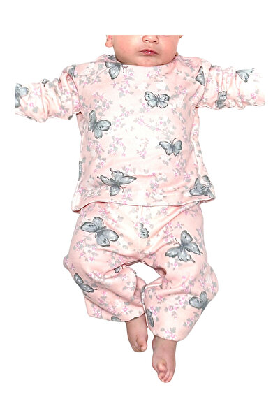 Drop Kids Baby Kids Long Two-Piece Pajama Set Suit Butterfly Pattern