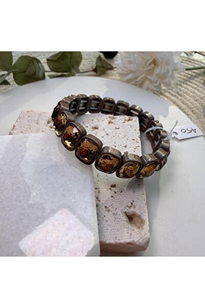 Generic Brand Bitter Brown Rectangular Stone Rubber Bracelet