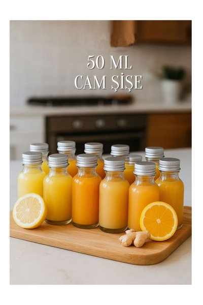 Durucam 12Pcs Clear Glass Shot Bottle Leakproof Silver Colormetal Lid Fragrance Ornament Multi-Purpose Bottle 50ml