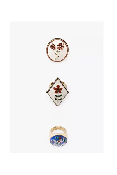 nesdesign خاتم ZR ثلاثي القطع بتصميم زهور وطيور عتيق الطراز