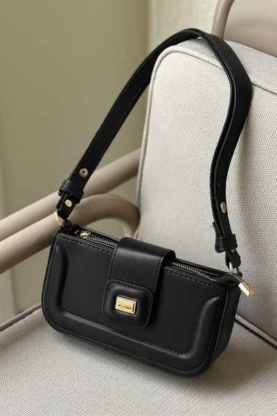 Melos Butik Γυναικεία τσάντα χειρός και ώμου από δέρμα μπαγκέτας μίνι μεγέθου...