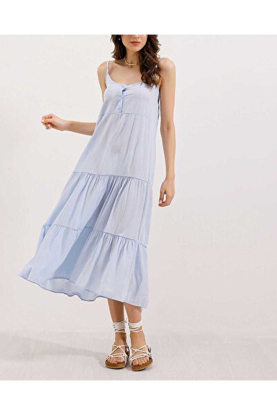 Modamorfo 2403 Strap Midi Dress - Blue