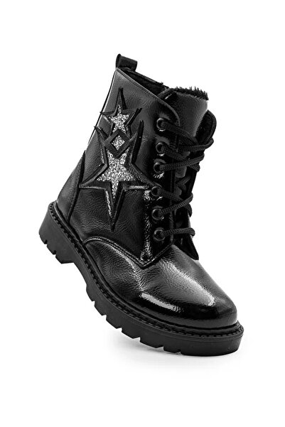 nuvora Μαύρες μπότες για κορίτσια με φτερά – με φερμουάρ και κορδόνια, χειμερ...