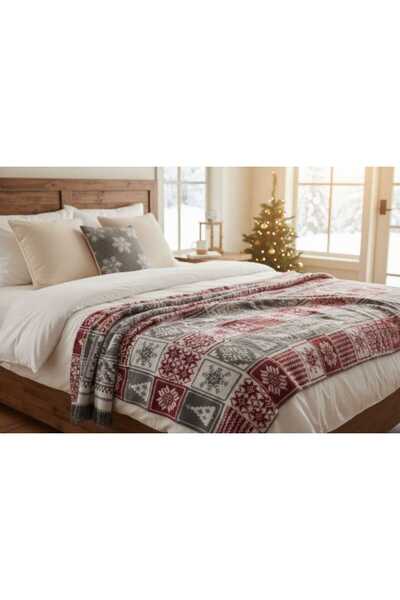 AKSU Tek Kişilik Pamuklu Çift Taraflı Battaniye / Yılbaşı Temalı Tv Battaniye...