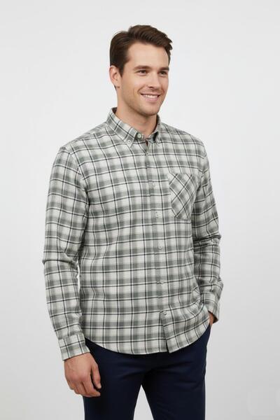 hodbehod Ανδρικό χειμερινό κλασικό πουκάμισο με μία τσέπη BGL-ST04990